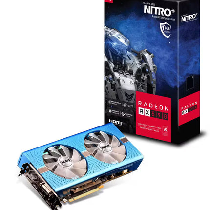 Radeon graphics card with Nitro+ packaging on a white background