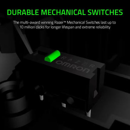 Razer mechanical switch with green light on a dark background