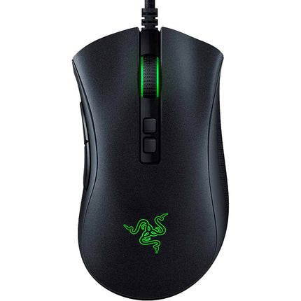 Black gaming mouse with Razer logo on a white background