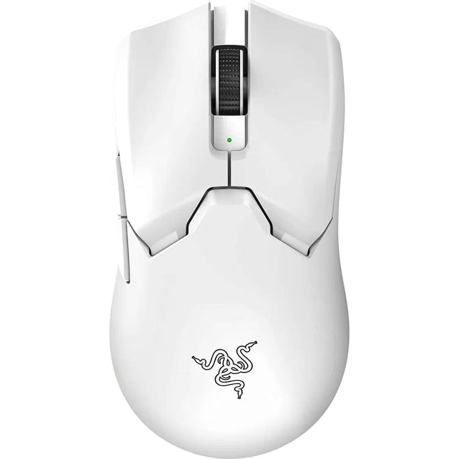 White gaming mouse with Razer logo on a white background