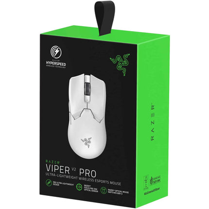 Razer Viper V2 Pro gaming mouse packaging with green and black design