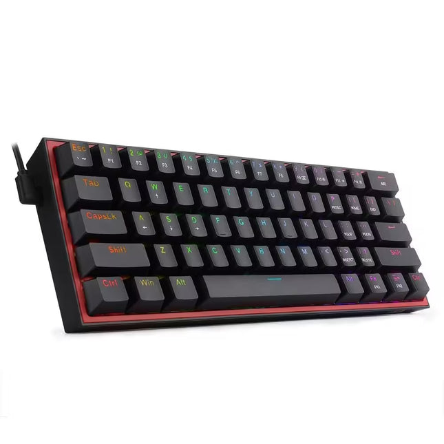 Mechanical keyboard with RGB backlighting on a white background
