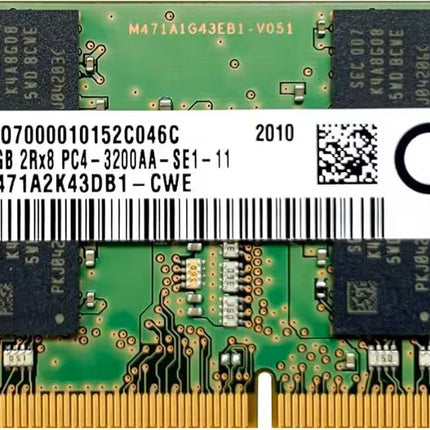 Computer memory module with label on a green background