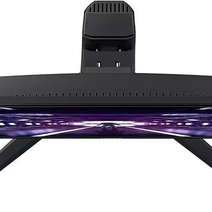 Black LED grow light with purple lighting on a white background