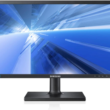 Samsung monitor with a blue abstract background on the screen