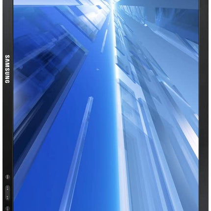 Samsung monitor with a blue abstract design on the screen