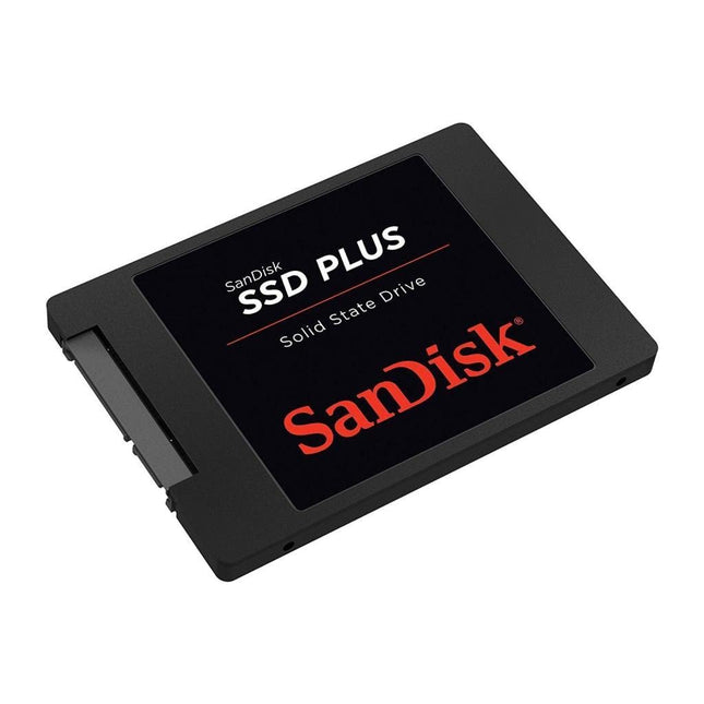 SanDisk SSD Plus solid state drive on a white background