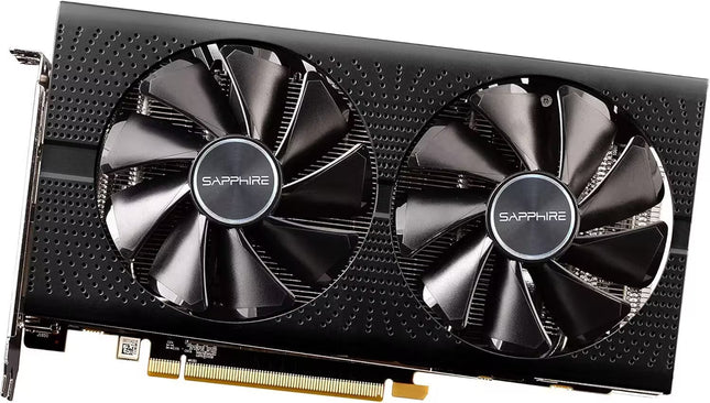 Sapphire graphics card with two fans on a white background