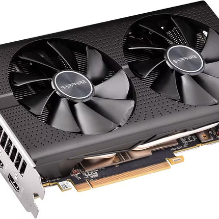 Graphics card with two fans on a white background