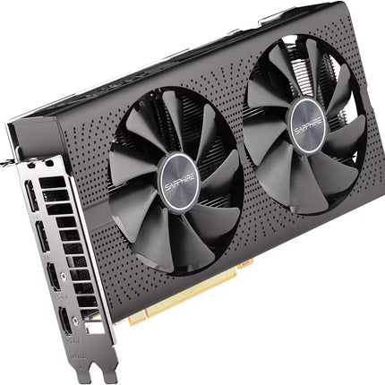 Graphics card with dual fans on a white background