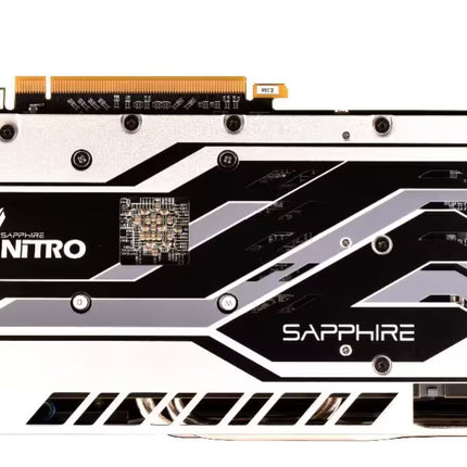 Computer graphics card with dual fans and Nitro branding on a white background