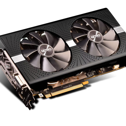 Graphics card with two fans on a white background