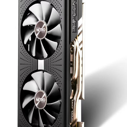 NVIDIA graphics card with dual fans on a white background