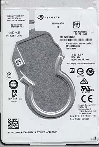 Seagate hard drive with label showing model details