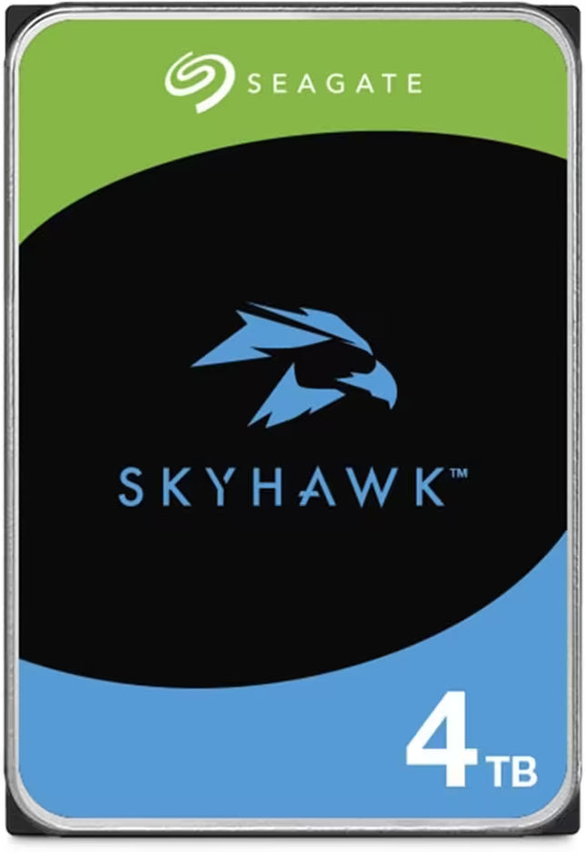 Seagate SkyHawk hard drive with 4TB capacity on a white background