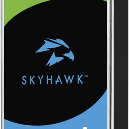 Seagate SkyHawk 4TB hard drive with green, black, and blue design