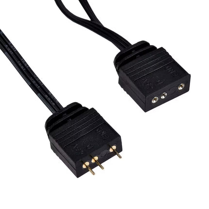 Black electrical cable with connectors on a white background