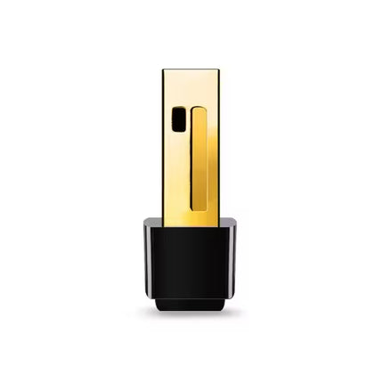 A sleek, modern USB flash drive with a reflective gold metallic body and a glossy black base, shown on a solid white background.
