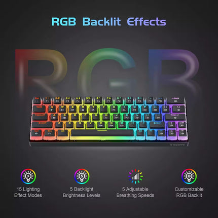 Gaming keyboard with RGB backlight effects on a dark background