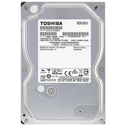 Toshiba hard drive on a white background