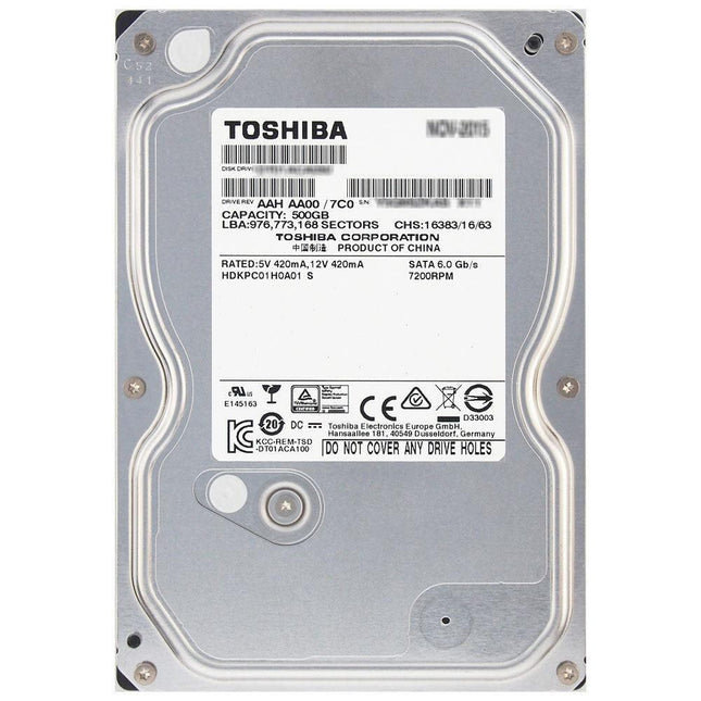 Toshiba hard drive on a white background