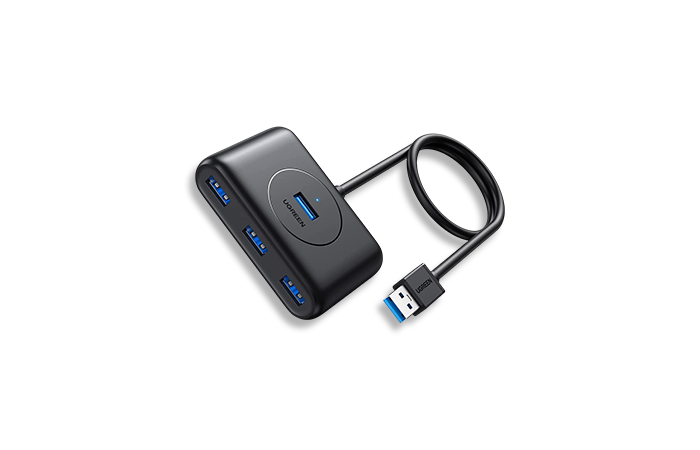 USB hub with multiple ports on a white background