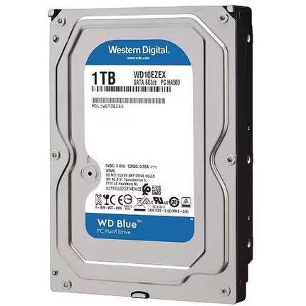 Western Digital 1TB WD10EZEX Blue PC internal hard drive on a plain white background.