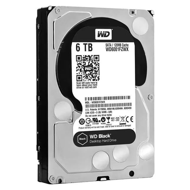 Western Digital Black 6TB hard drive on a white background