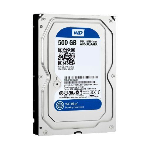 Western Digital Blue 500GB hard drive on a white background