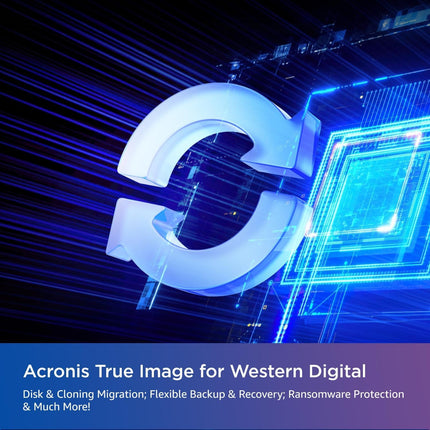 Acronis logo with digital elements on a dark background