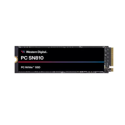 Western Digital WD Black SN810 500GB M.2 2280 PCIe Gen4 x4 NVMe SSD with black label, offering up to 6000 MB/s read and 4000 MB/s write speeds.