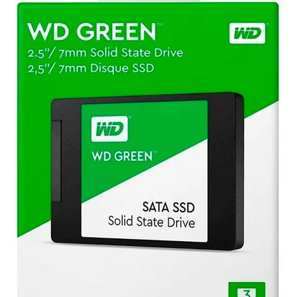 WD Green solid state drive packaging with green and white design