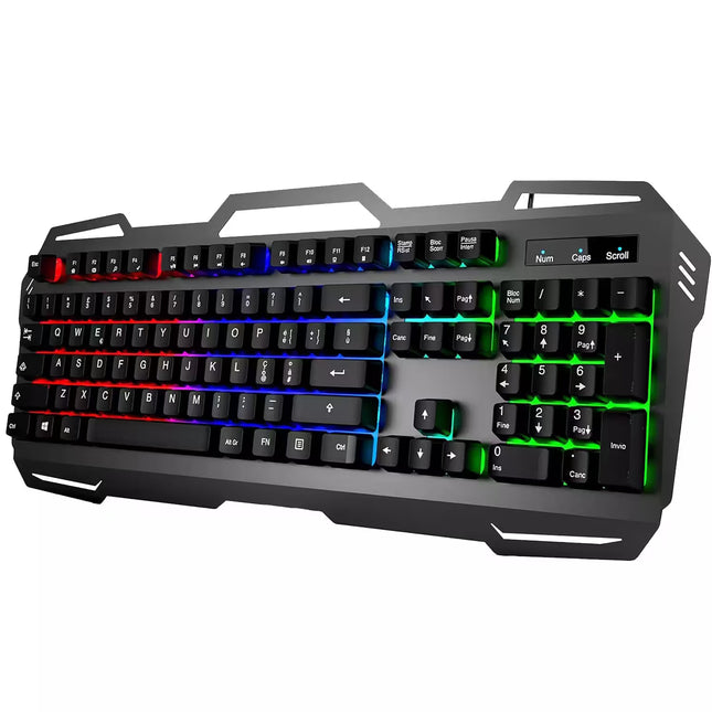 Gaming keyboard with RGB lighting on a white background