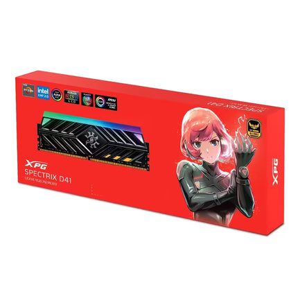 XPG Spectrix D41 RAM packaging with anime character on a white background