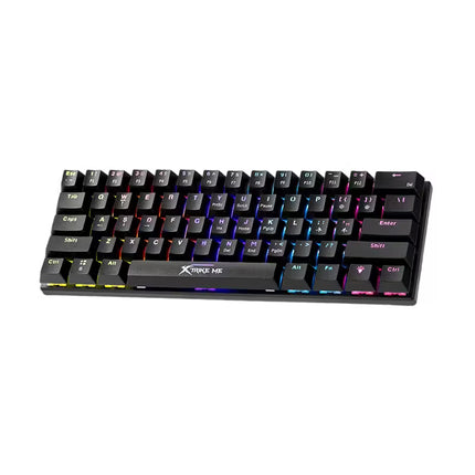 Mechanical keyboard with RGB lighting on a white background