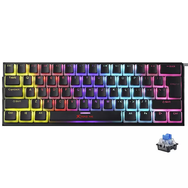 Colorful keyboard with RGB lighting on a white background
