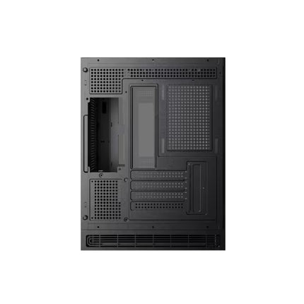 Rear panel of the Xigmatek Cloud M DGT Micro Tower case with expansion slots, rear I/O opening, and ventilated fan mounting area.