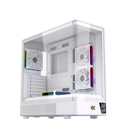 Xigmatek Moon DGT Arctic Digital LCD 4 Fan Argb PWM Curved Tempered Glass White Super Tower Case (NEW)