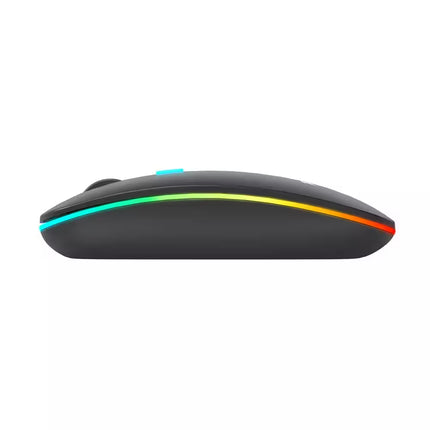 Black gaming mouse with RGB lighting on a white background