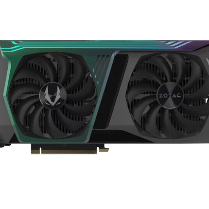 GeForce RTX graphics card with RGB lighting on a white background