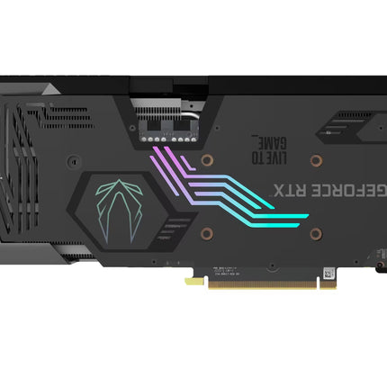 Gaming graphics card with three fans on a white background