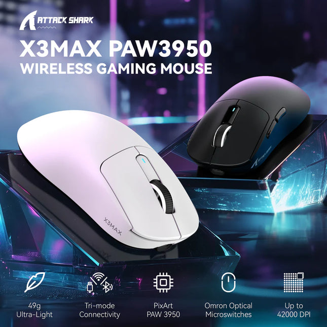 ATTACK SHARK X3MAX PAW3950 Wireless Gaming Mouse (USED: GRADE A) 30 Days Warranty