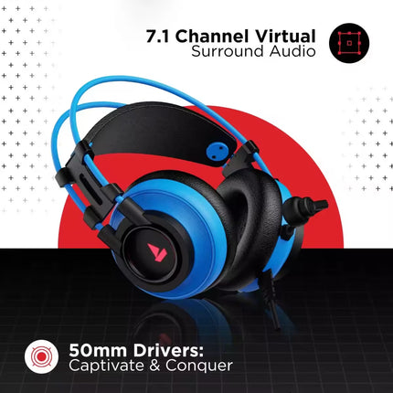 Gaming headset with RGB lighting on a dark background
