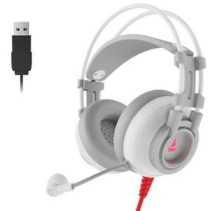 Gaming headset with RGB lighting on a white background