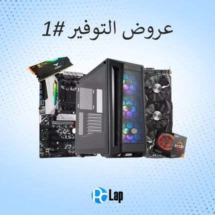 Computer hardware components on a blue background with 'pcLap' brand logo.