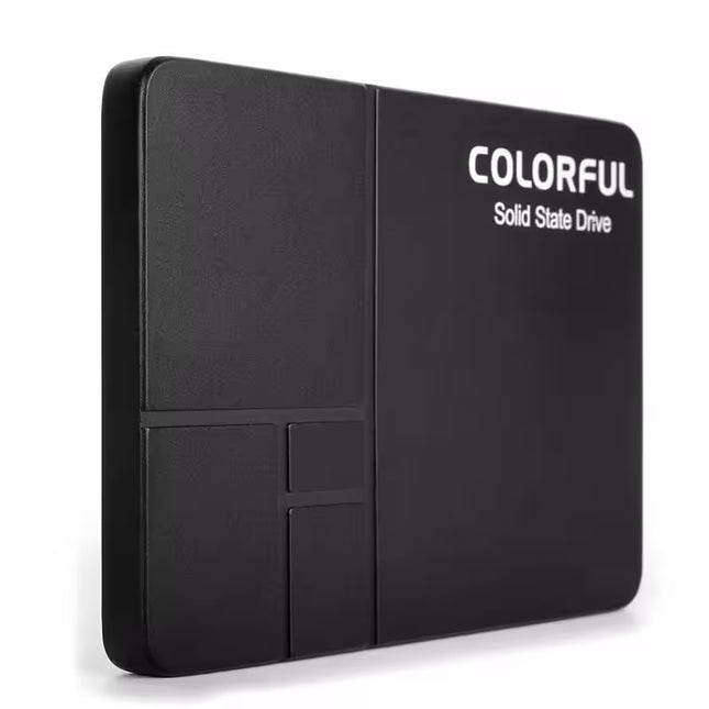 Black solid state drive with 'Colorful' branding on a white background