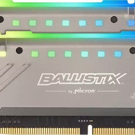 Two RAM sticks with colorful lighting and visible Micron logo on a white background