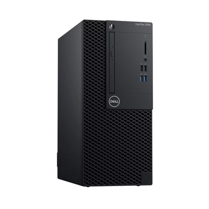 Dell OptiPlex 3080 desktop computer tower in black, featuring a textured front grille and the Dell logo on a clean white background.