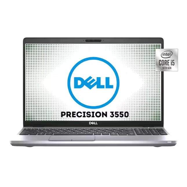 Dell Precision 3550 laptop with Intel logo on a white background