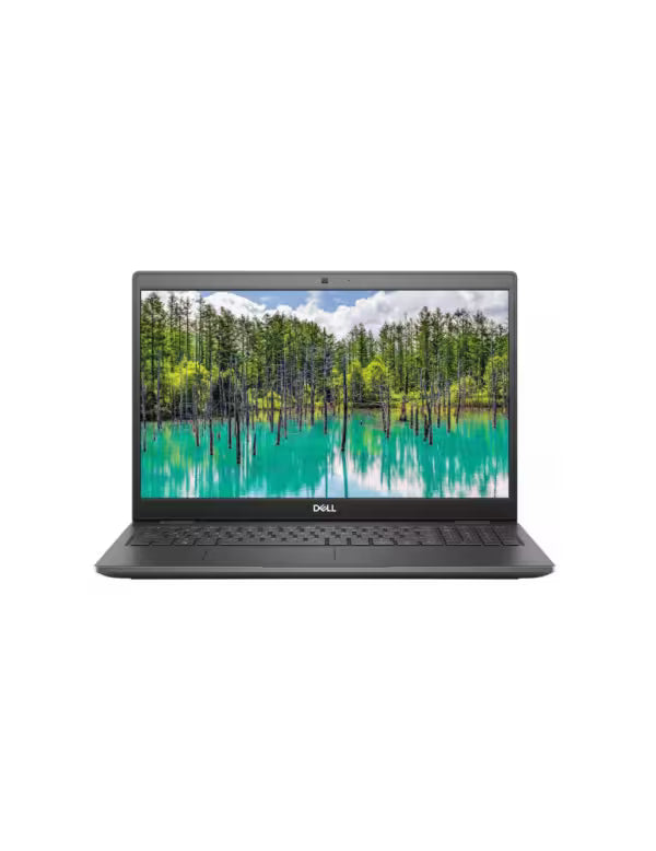 Laptop with a scenic display on a white background